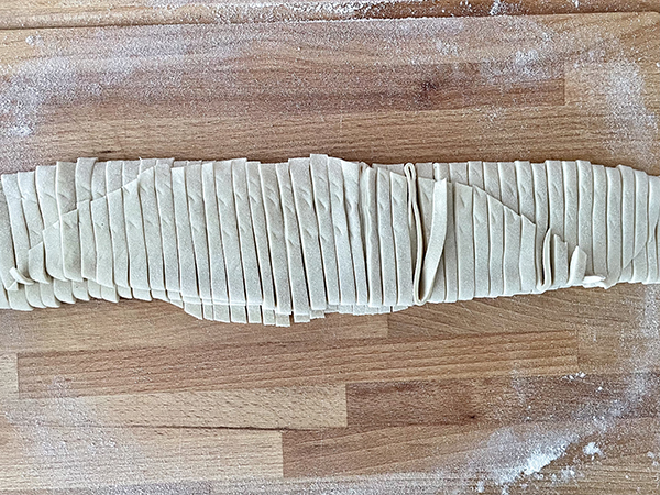 handmade noodles sliced