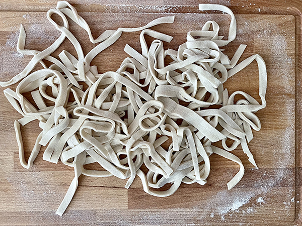 handmade noodles opened