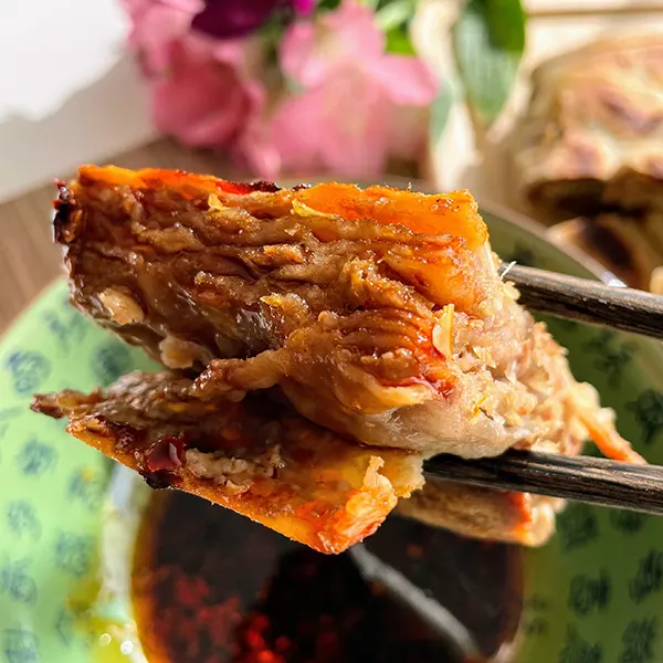 chinese beef and leek pie with dipping sauce