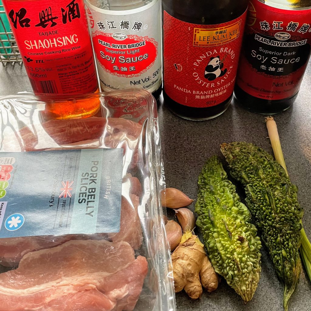 bitter melon and pork belly ingredients