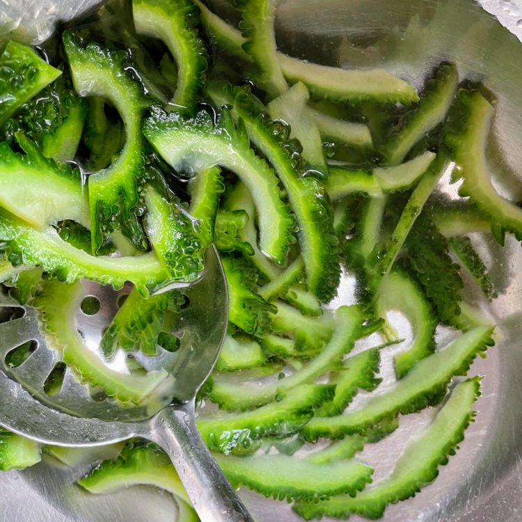 bitter melon and pork belly stir fry melon soaking