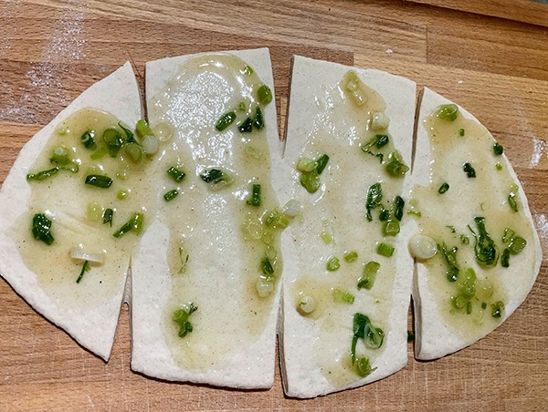 scallion bread rolled