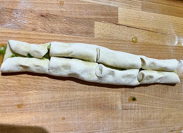 scallion bread folded