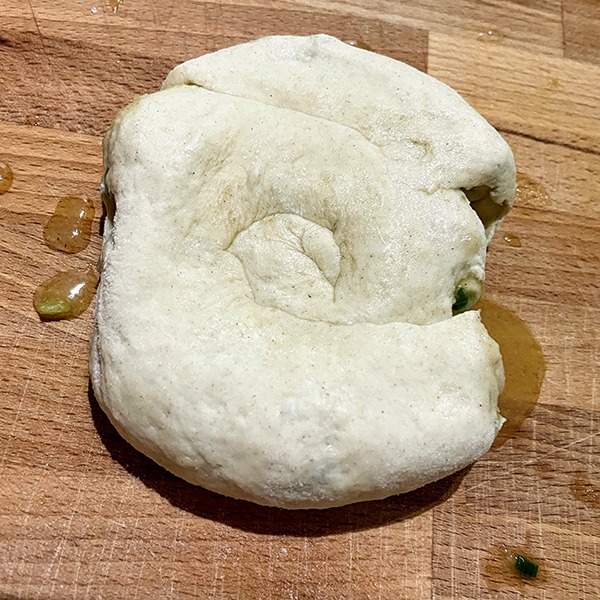 scallion bread flattened