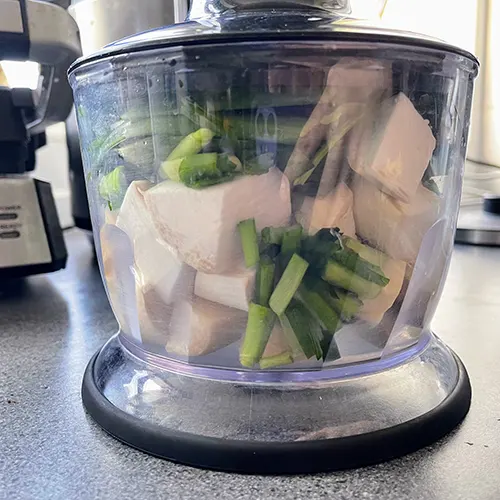 sheng jian bao stuffing ingredients ready to be blended