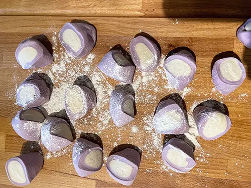 shumai dough in pieces