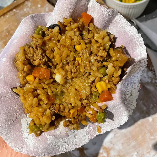 shumai stuffing in skin