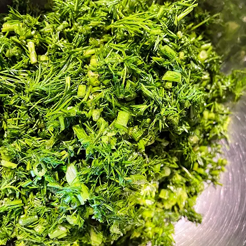 pork and fennel stalks and fronds dumplings fennel washed and chopped