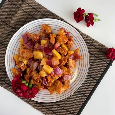 sweet and sour chicken recipe served
