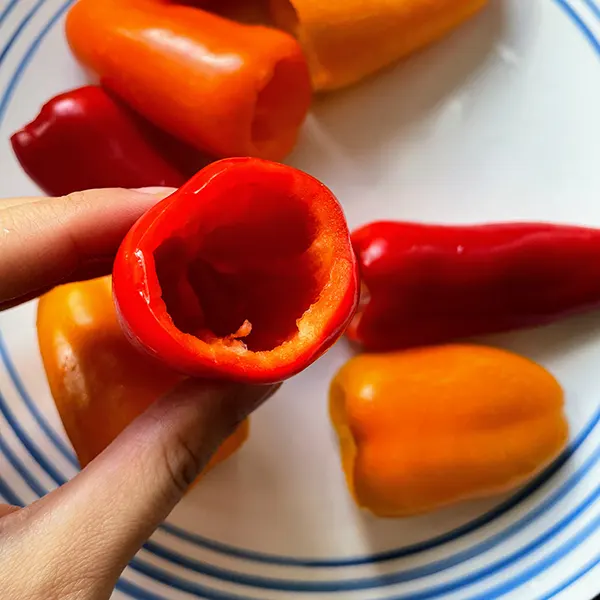 tiger skin pork stuffed peppers peppers cleaned and cut