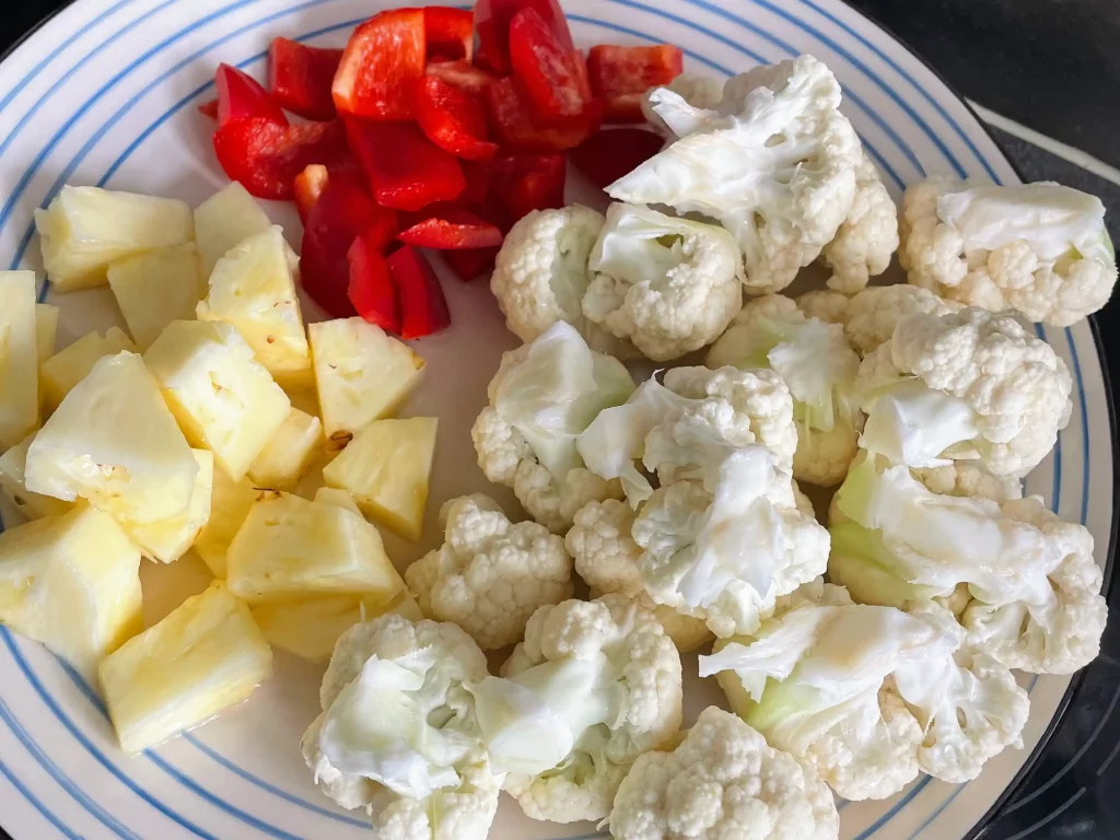 sweet & sour cauliflower ingredients