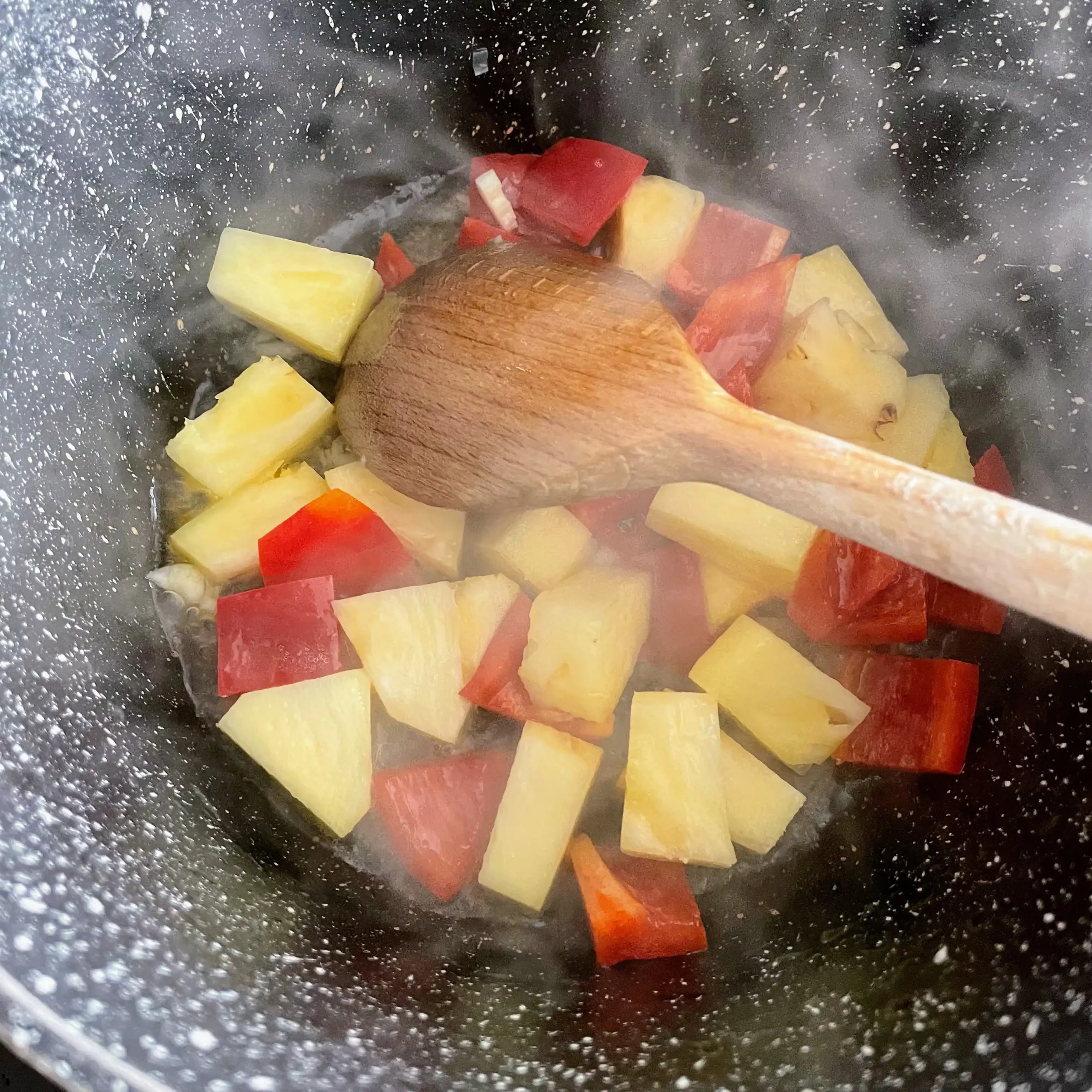 sweet & sour cauliflower veggies in pan