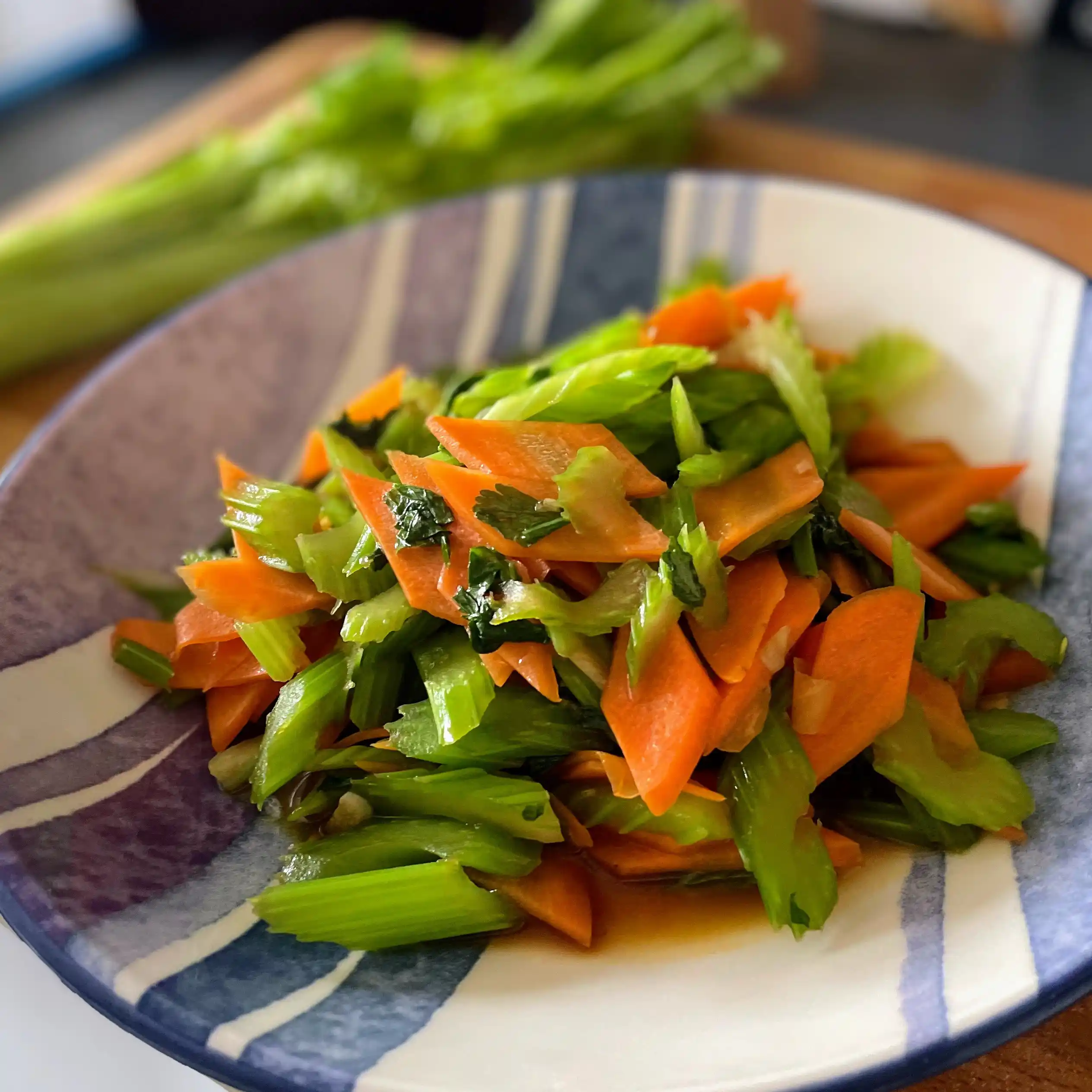 carrots and celery stir fry ready to eat