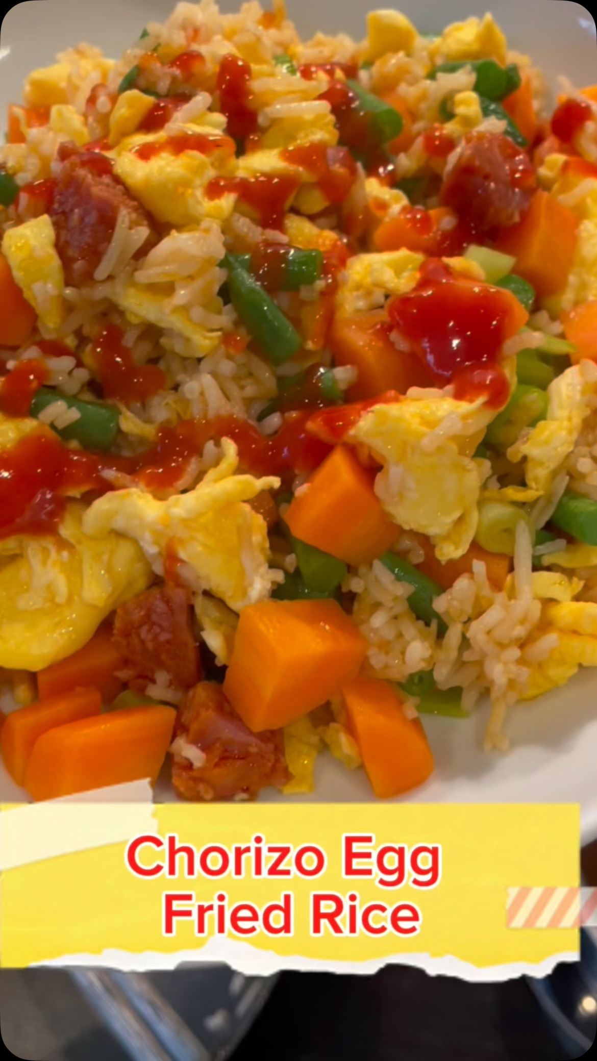 Better than take out! Simple #eggfriedrice with #chorizo Get started with #budgetfriendly quick #homemadefood #under30minutemeals #chinesefoods #simplerecipes #homecooking #budgetmeal #healthyeating